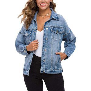 Cali Chic Women Denim Jacket Celebrity Lt Blue Classic Side Pockets